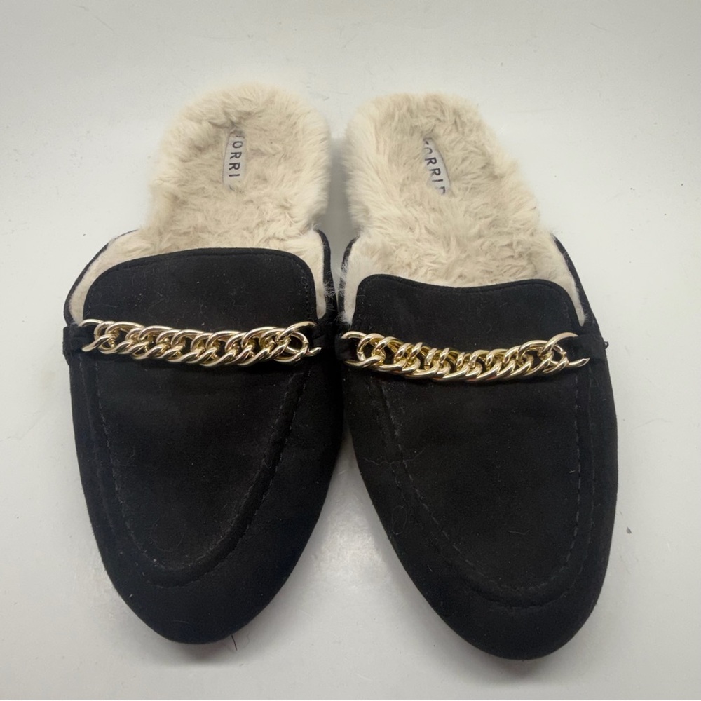 Torrid Black Fur-Lined Chain Loafers size 7